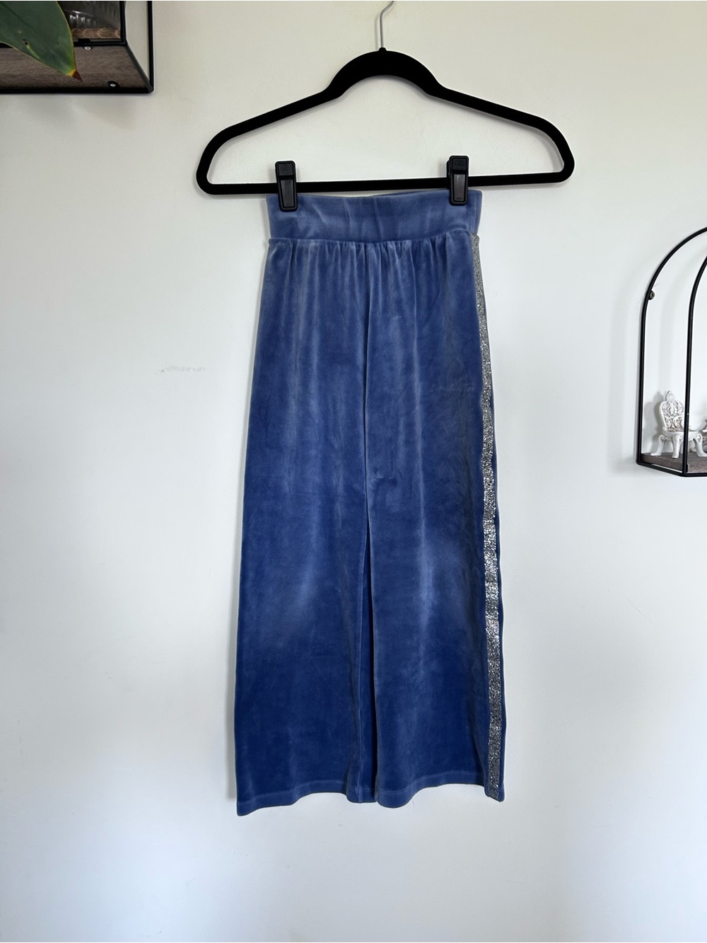 Limited Too Blue w Silver Glitter Velour Kids Youth Pants Size Small 7/8